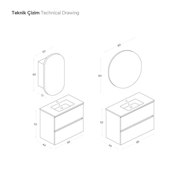 İdol Banyo Dolap Takımı 65 Cm