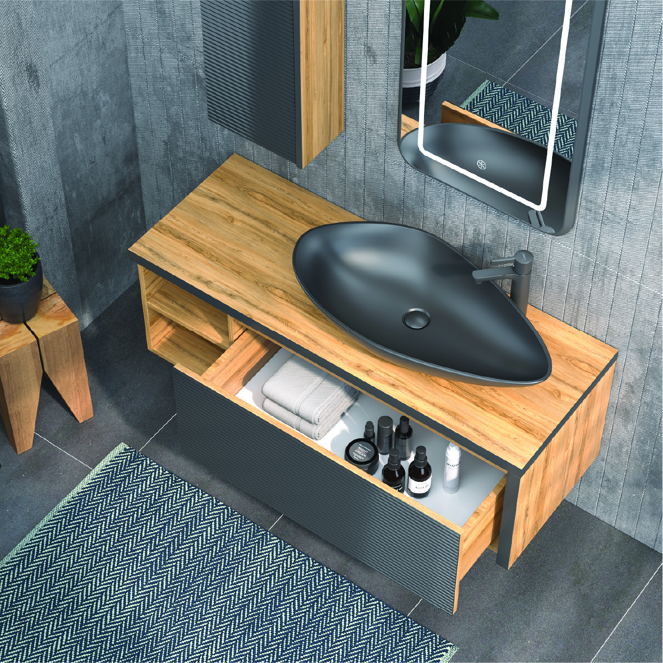 Luna Banyo Dolap Takımı 90 Cm