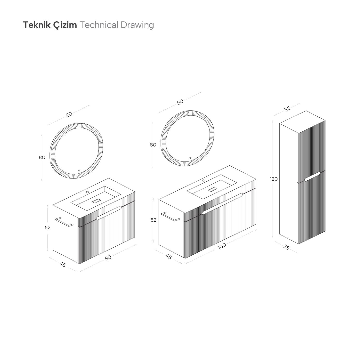 Zara Banyo Dolabı 80 Cm (kapaklı)
