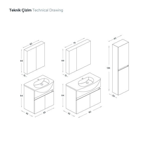 Star Banyo Dolap Takımı 65 Cm