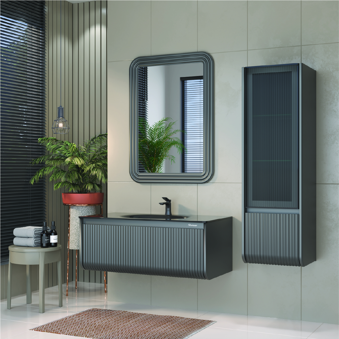 Petra Banyo Dolap Takımı 108Cm (Cam Lavabolu)