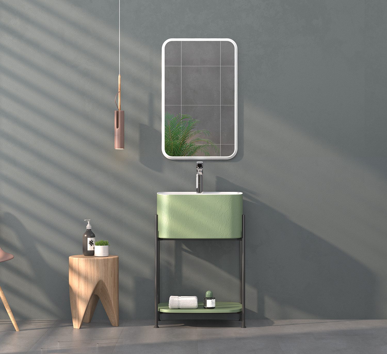 İron Banyo Dolap Takımı 55Cm (Raflı)