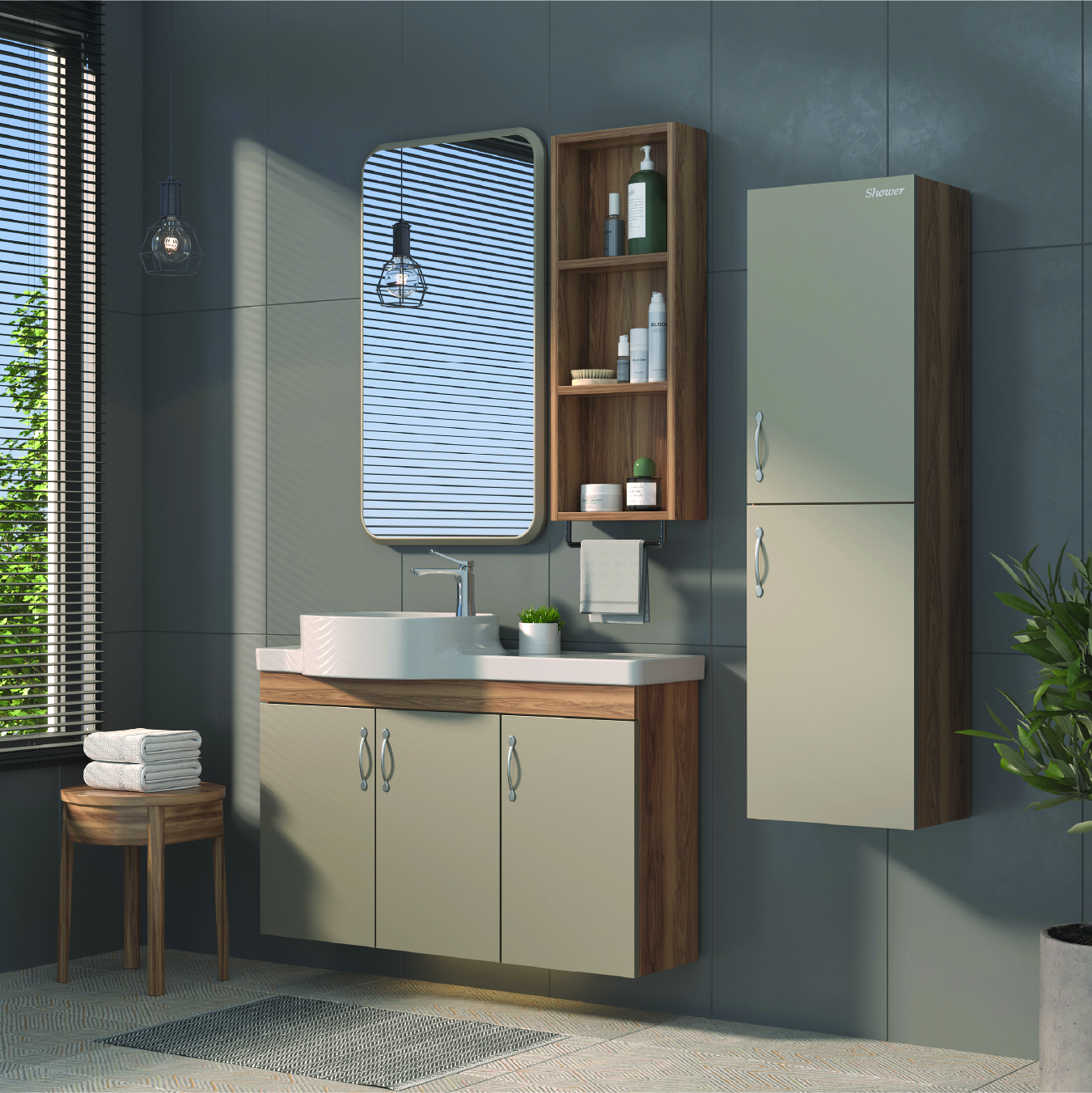 Özgün Banyo Dolap Takımı 80Cm