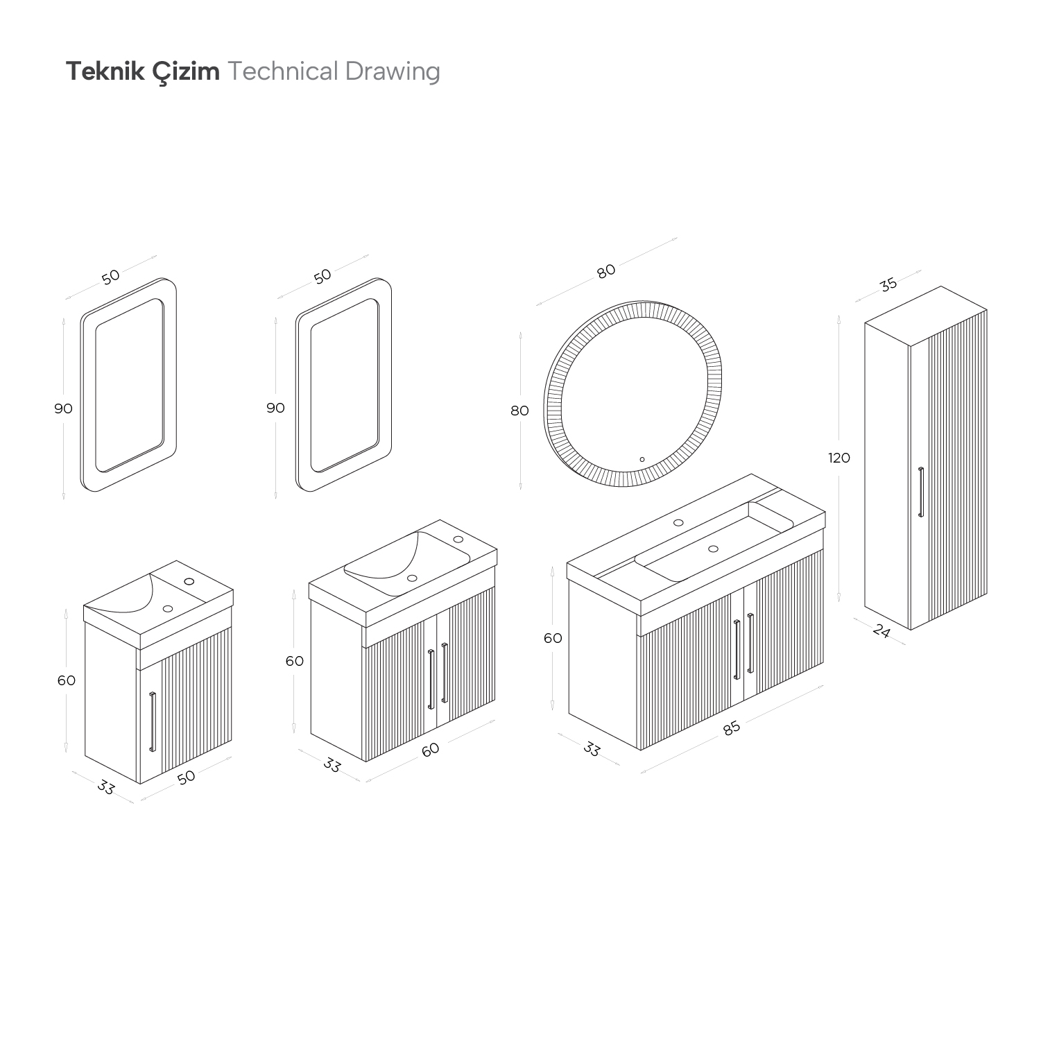 Area Banyo Dolap Takımı 100 Cm
