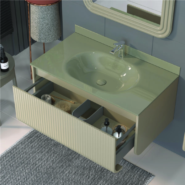 Petra Banyo Dolap Takımı 108Cm (Cam Lavabolu)