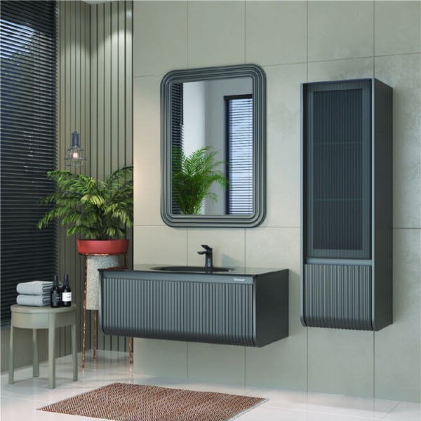 Petra Banyo Dolap Takımı 82 Cm (Cam Lavabolu)