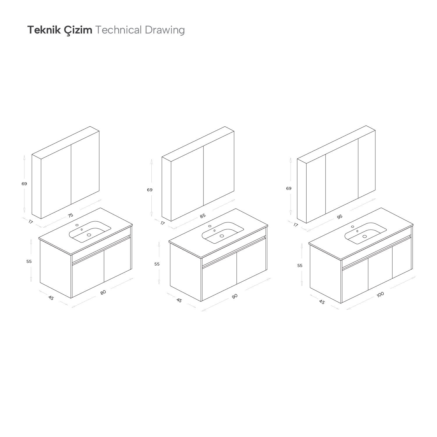 Cool Banyo Dolap Takımı 65 Cm