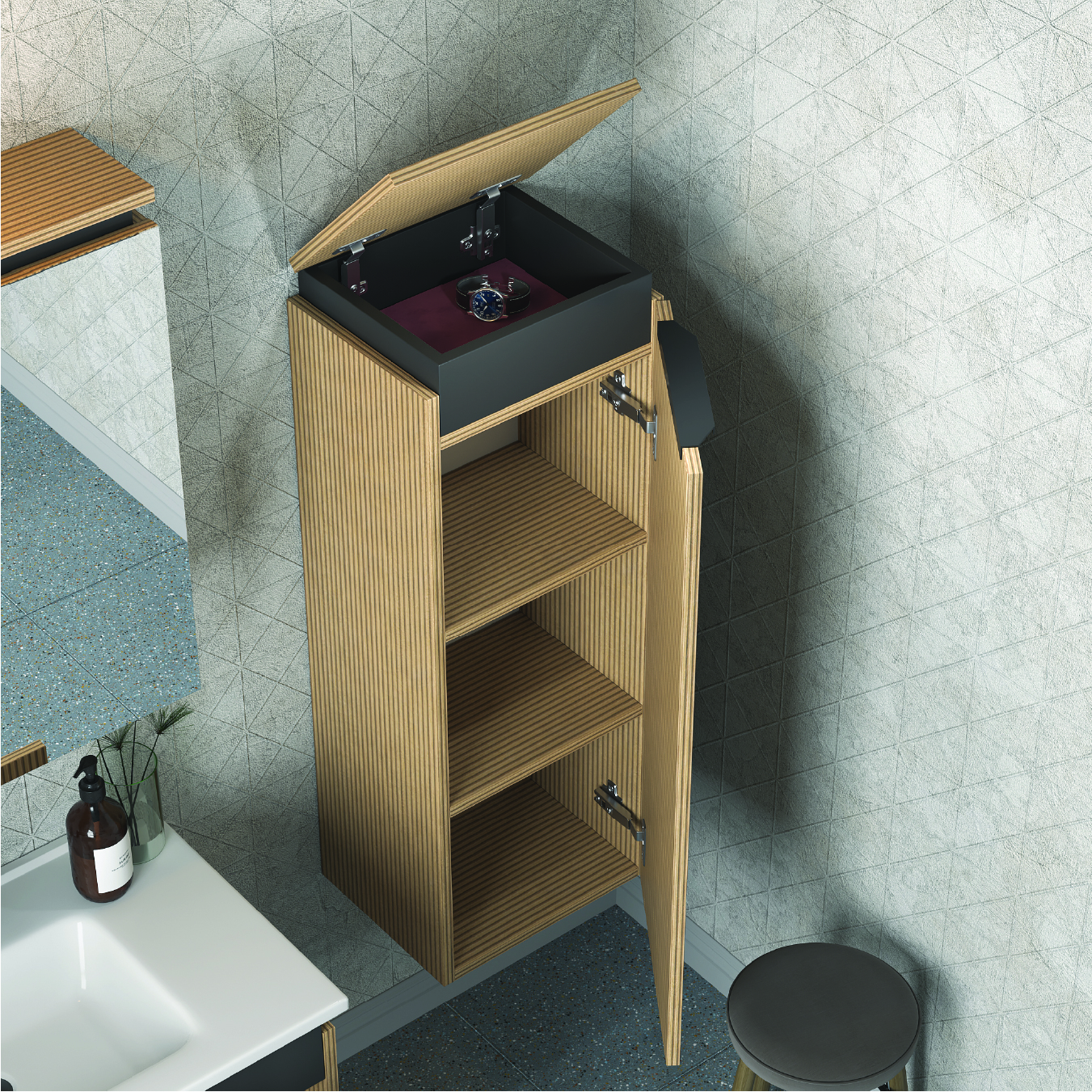 Adel Banyo Dolap Takımı 75Cm